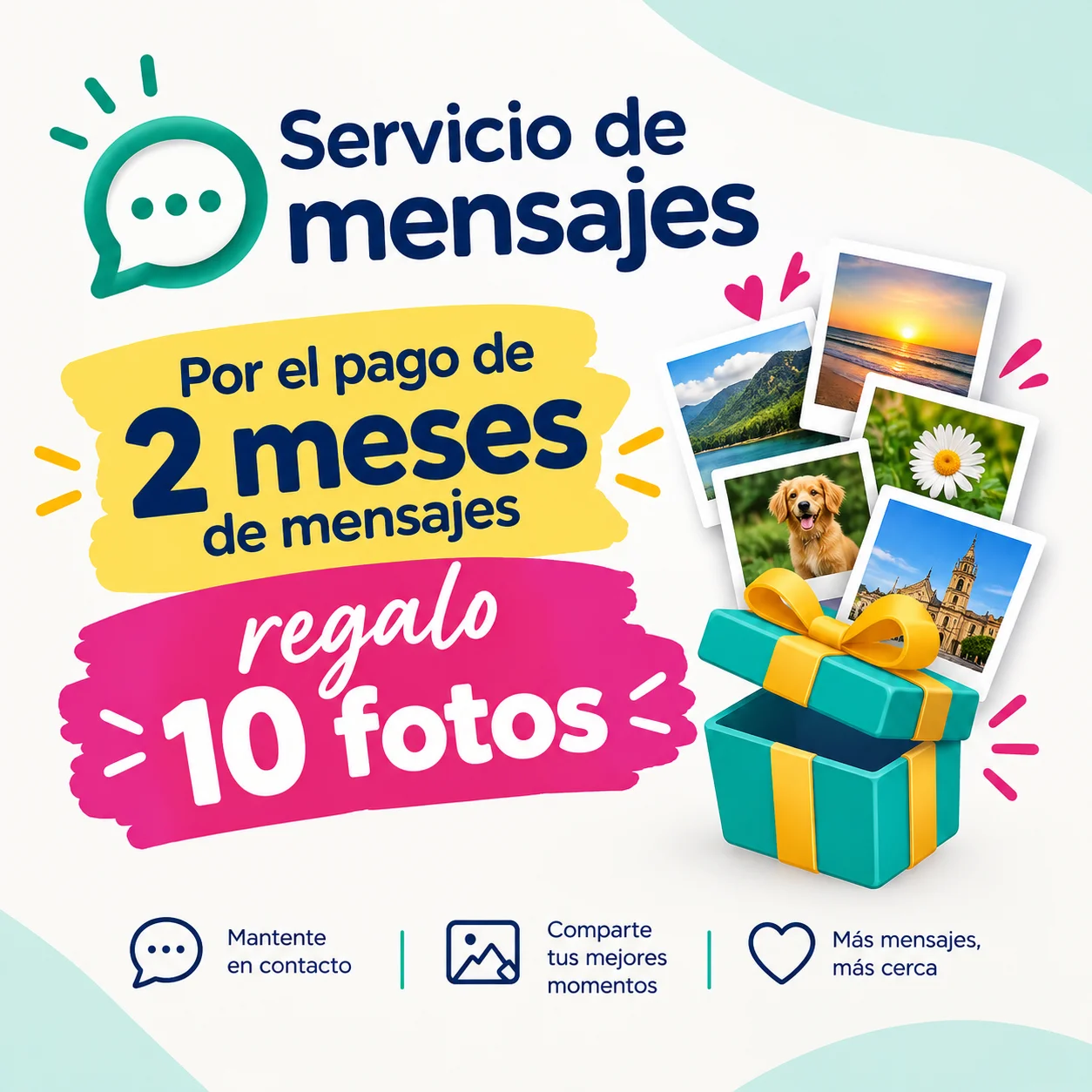 Combo: 2 Meses de Mensajes +10 Fotos